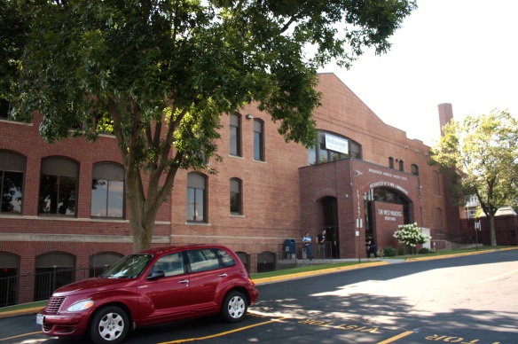 The main entrance to the Monsignor Ambrose Hayden Center at 328 Kellogg Avenue. The Hayden Center houses some Archdiocesan programs, including Catholic Senior Services and the Center for Mission. CommonBond Communities, the Midwest's largest nonprofit provider of affordable housing with services, has its main office here.