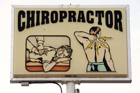 I like the artwork on this sign for a chiropractor in the 1300 block of West 7th