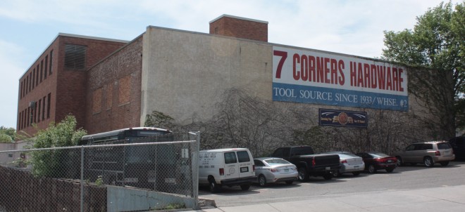 One of the Seven Corners Hardware warehouses as seen from Eagle Street