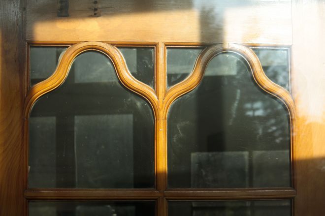 The woodwork of the outer auditorium doors retain their detail more than 75 years after construction.