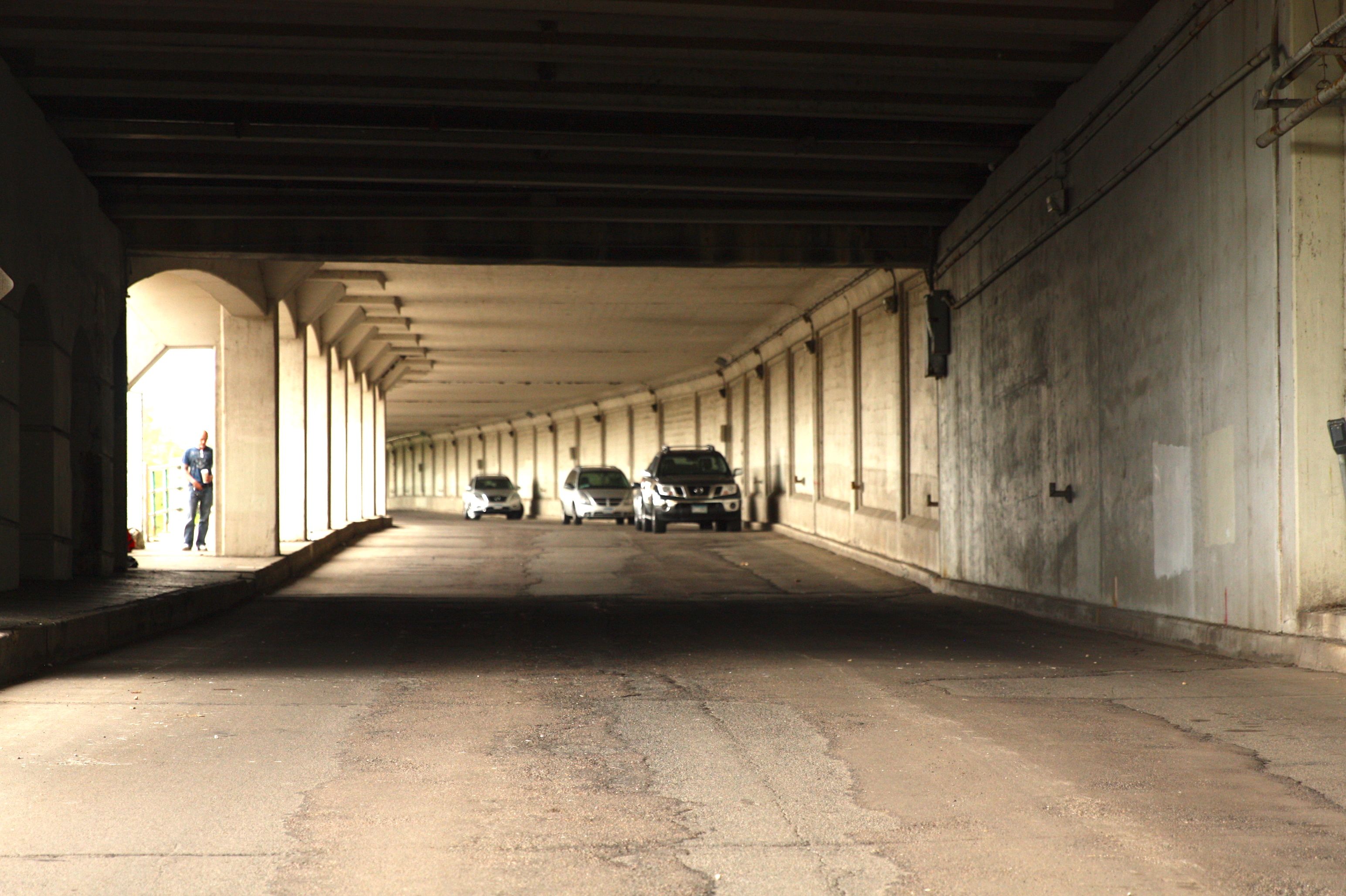 In reality, there is plenty light as 2nd Street passes under the viaduct.