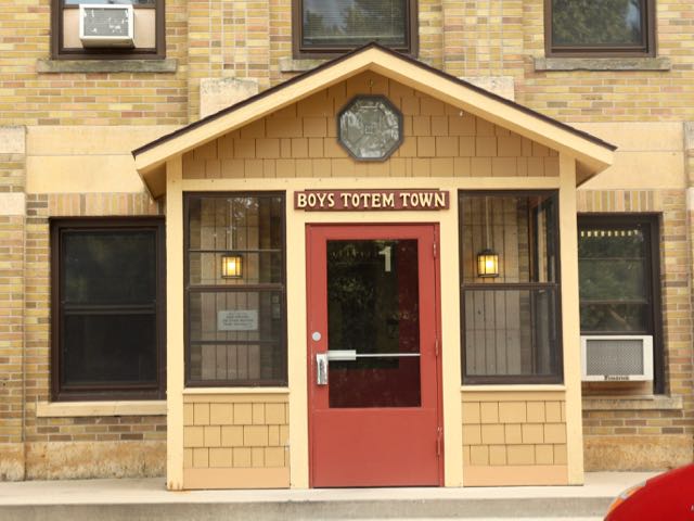 The entrance to the main building at Boys Totem Town.
