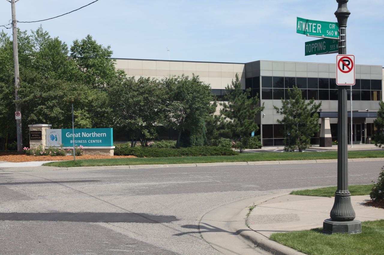 The entrance to Great Northern Business Center North at Topping Street and Atwater Circle.