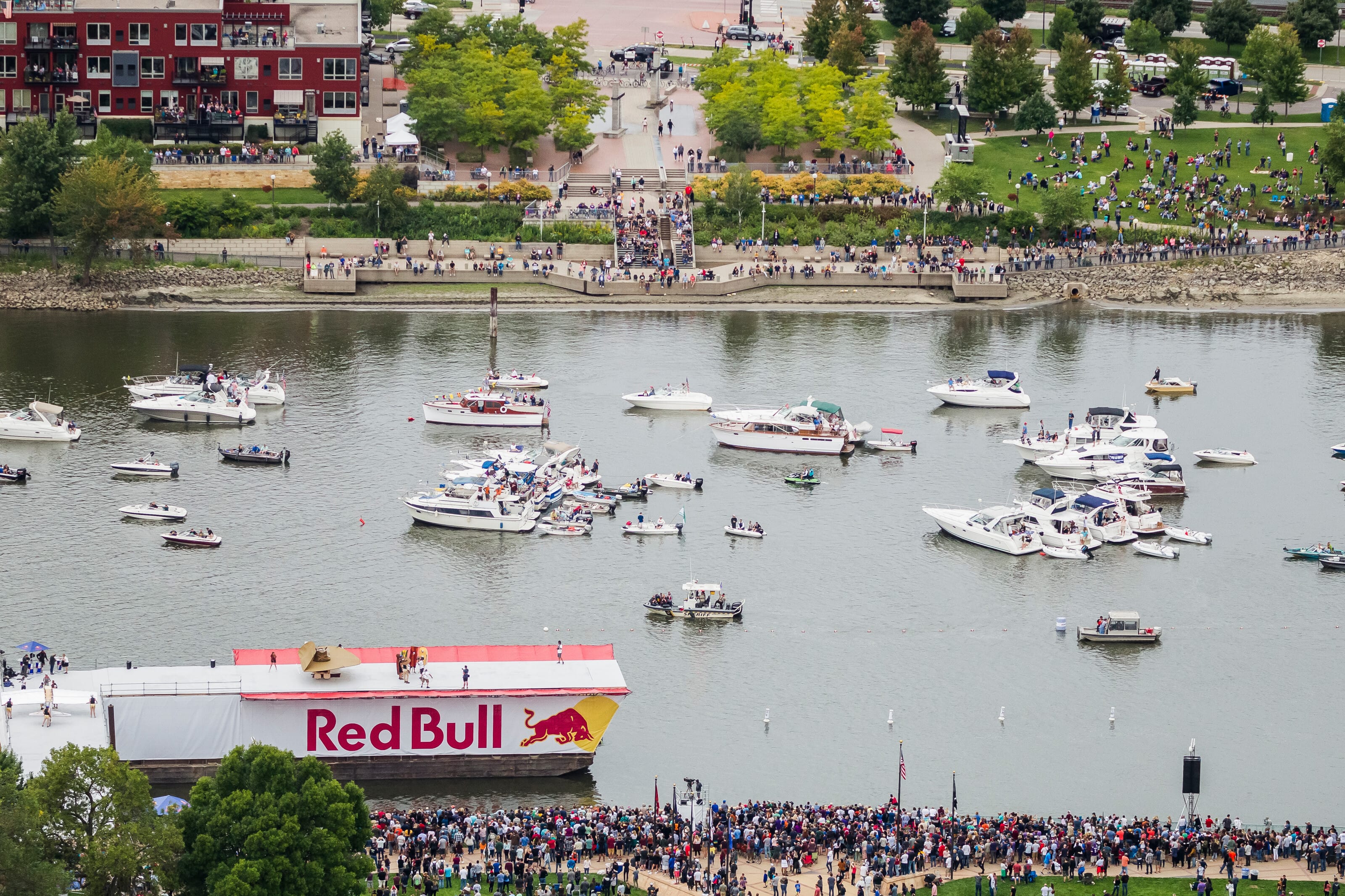An aerial view of the Flugtag site in Downtown Saint Paul on September 7, 2019. Photo courtesy Jules Ameel / Red Bull Content Pool